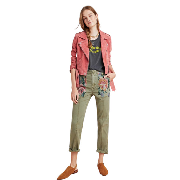 Anthropologie embroiderd tapestry relaxed loose fit trouser pant size small - Picture 1 of 8